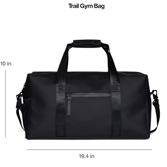 RAINS Trail Gym Bag Black Waterproof Sports Bag 10 X 19.4 - Picture 2 of 8